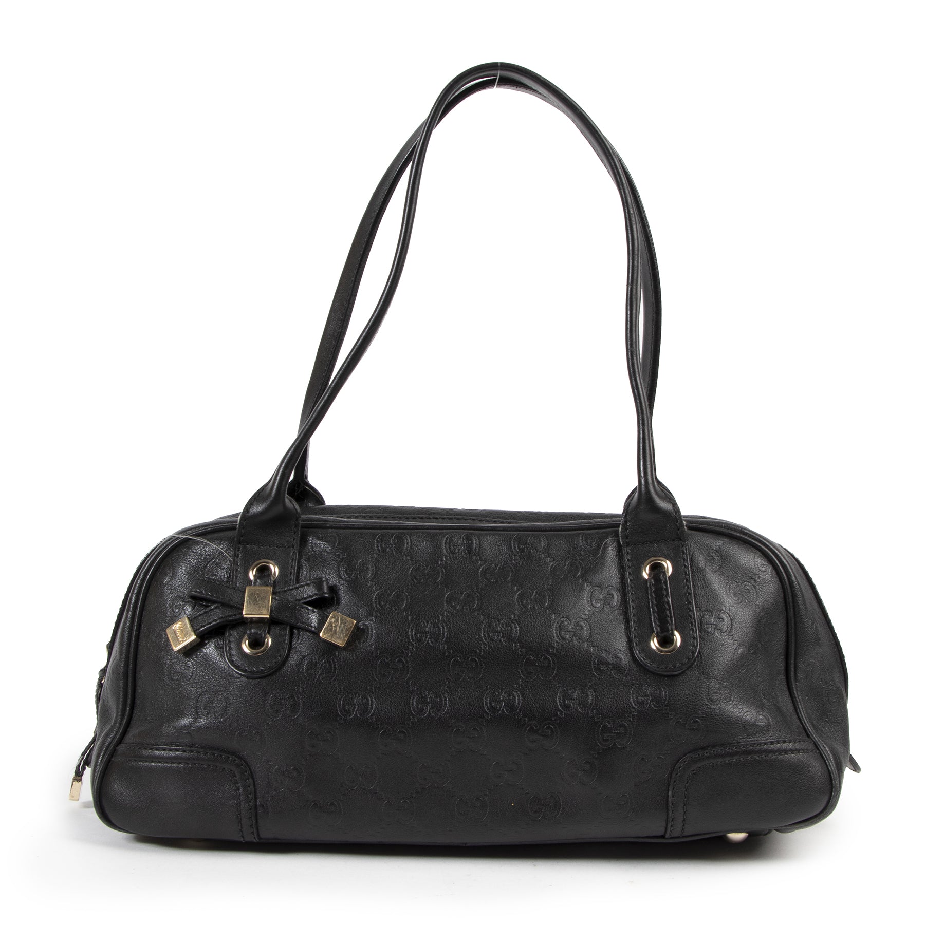 Authentic secondhand Gucci Black Princy GG Leather Mini Boston Bag designer bags fashion luxury vintage webshop safe secure online shopping