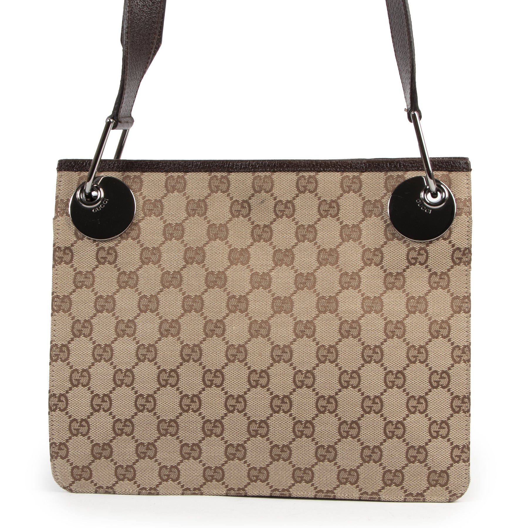 Authentic secondhand Gucci Beige GG Canvas Messenger Crossbody Bag designer bags fashion luxury vintage webshop safe secure online shopping
