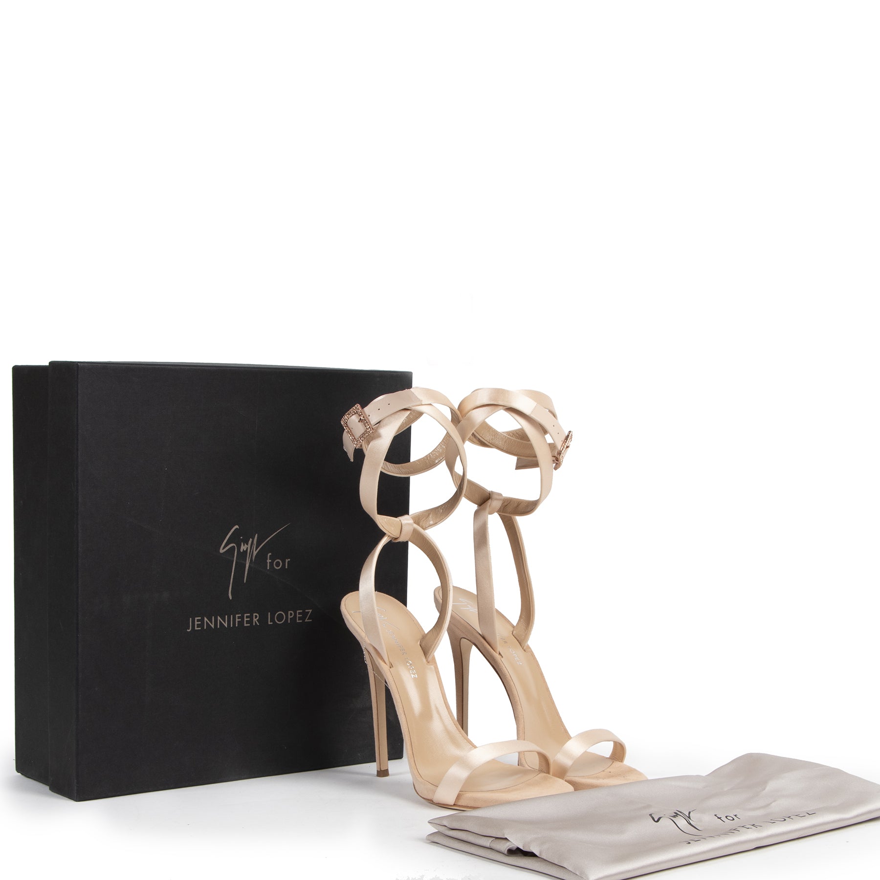 Authentic secondhand Giuseppe Zanotti for Jennifer Lopez Satin Sandals - size 40 designer bags fashion luxury vintage webshop shopping