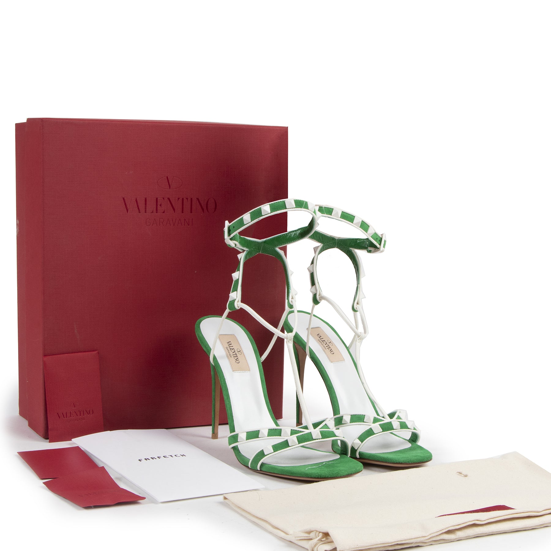 Authentic secondhand Valentino Garavani Peppermint Green Rockstud Sandals - size 40 designer shoes fashion luxury vintage webshop safe secure online shopping