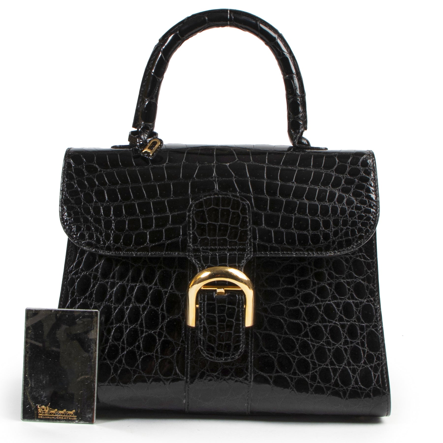 100% exclusive authentic coveted Delvaux Black Croco Brillant MM GHW