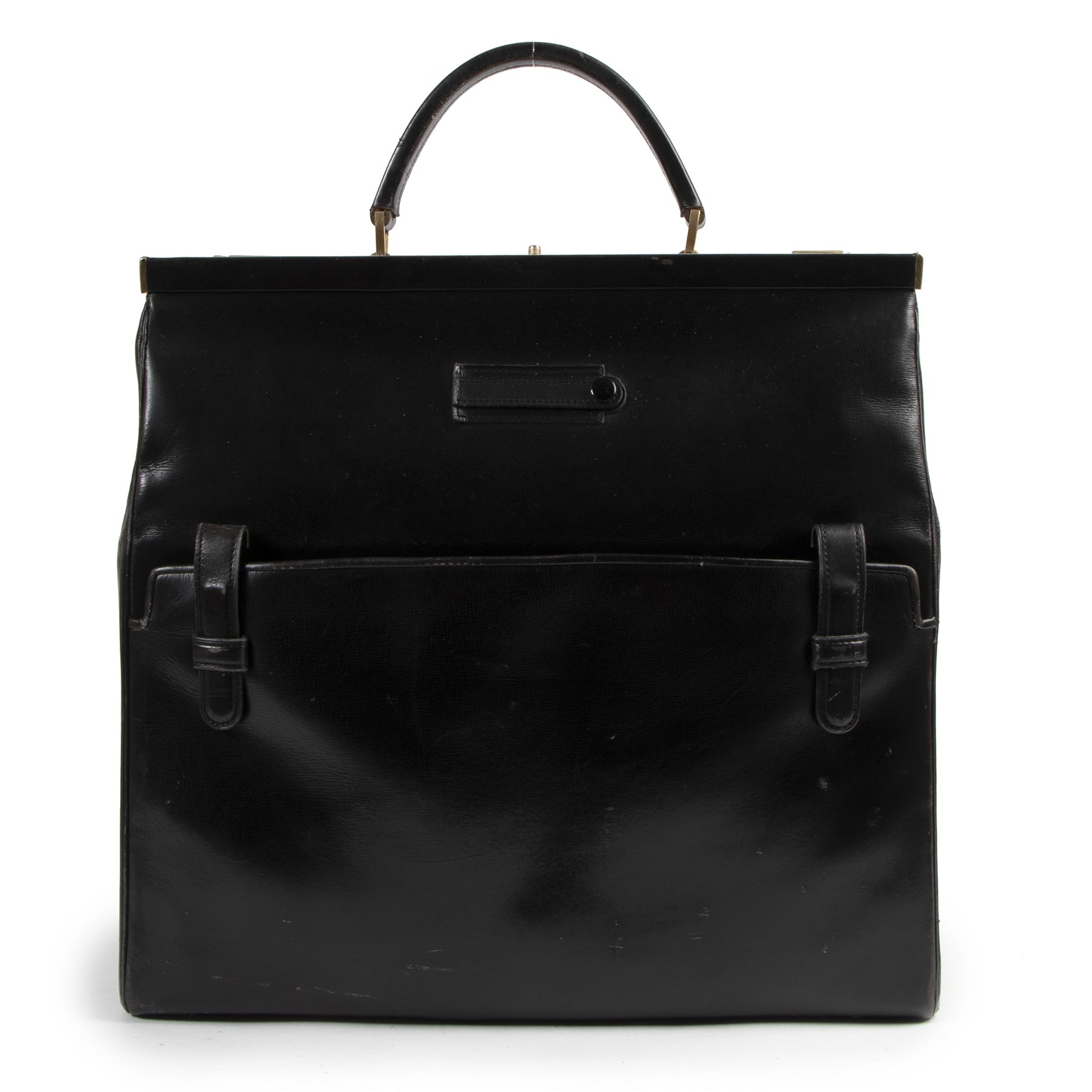 Authentic secondhand Delvaux Black Leather Vintage Doctor Bag designer bags fashion luxury vintage webshop safe secure online shopping