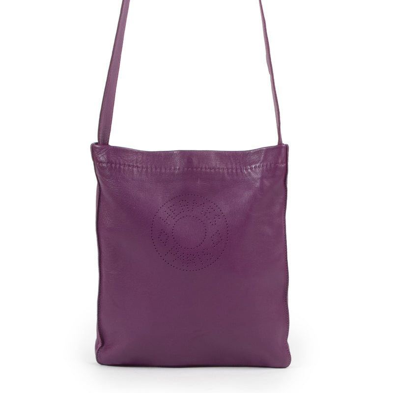 Authentieke Tweedehands Hermès Purple Clou De Selle Leather Crossbody Bag juiste prijs veilig online shoppen luxe merken webshop winkelen Antwerpen België mode fashion