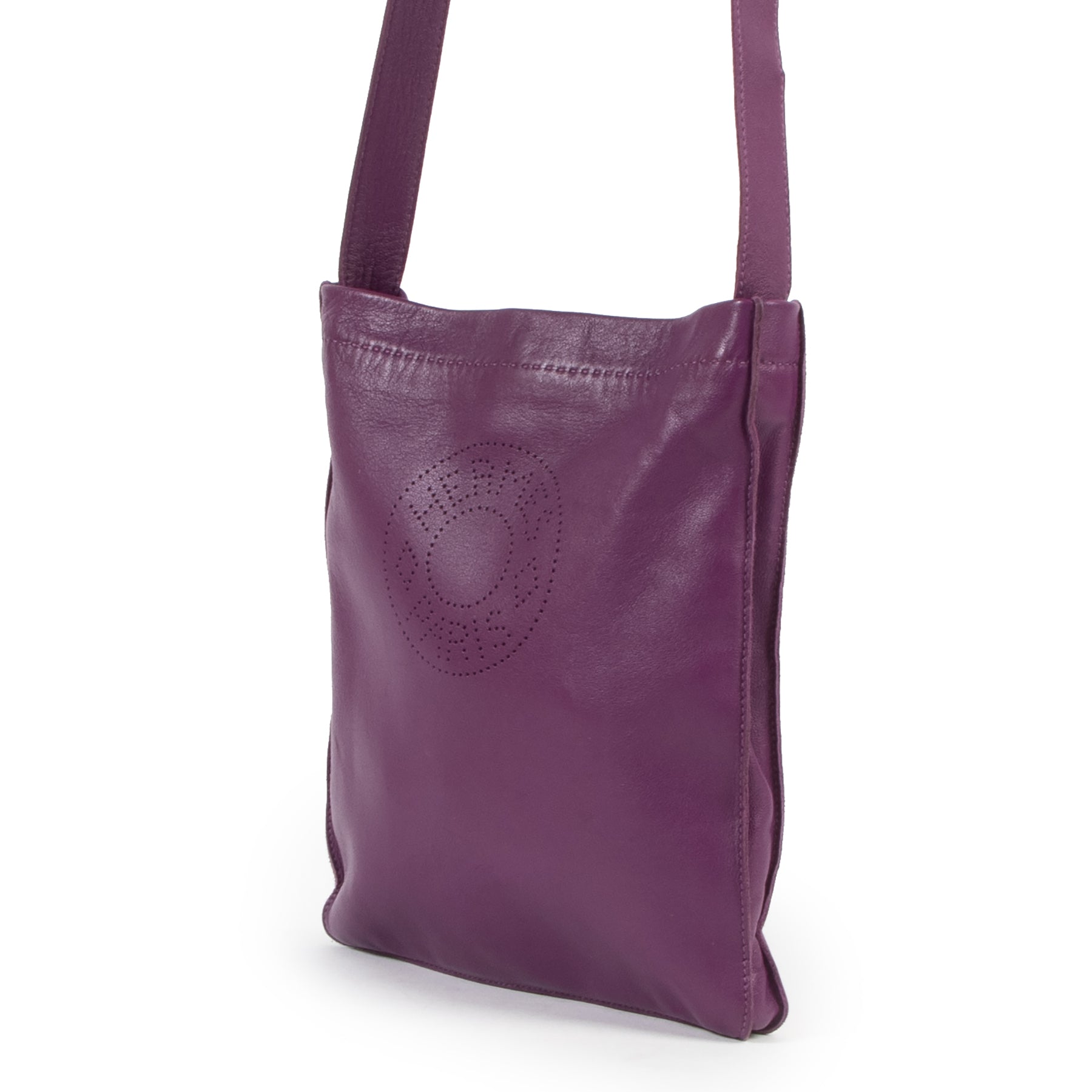 Authentic secondhand Hermès Purple Clou De Selle Leather Crossbody Bag designer bags fashion luxury vintage webshop safe secure online shopping