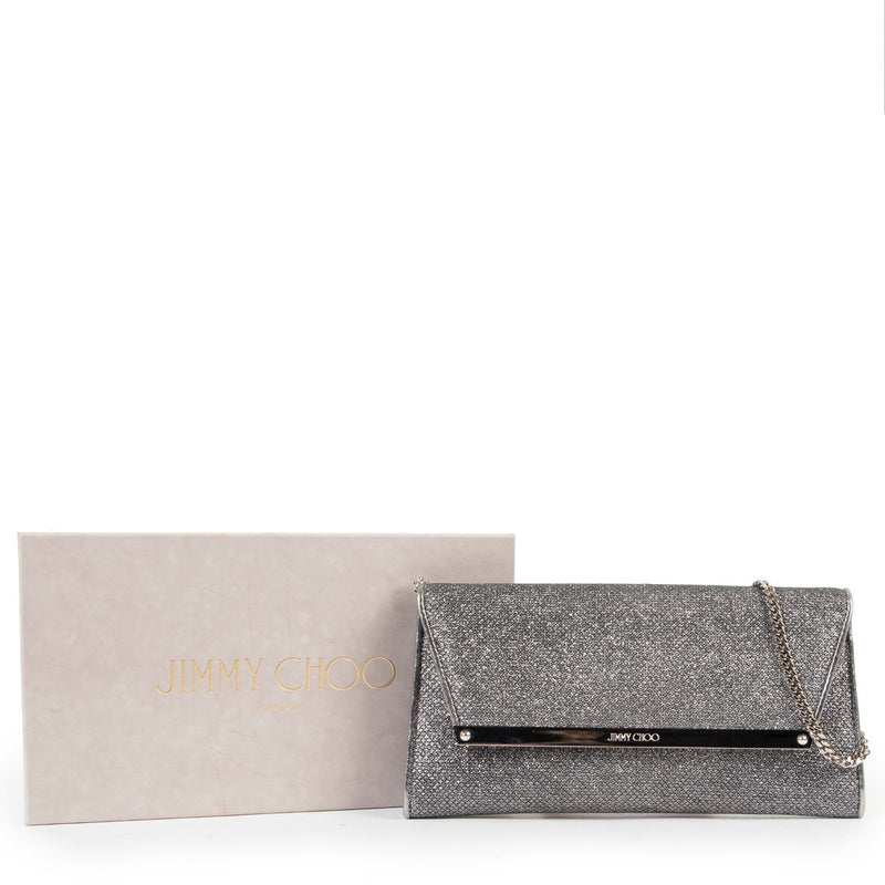 Jimmy Choo Silver Clutch in very good condition on Labellov designer site for vintage 2nd hand goods