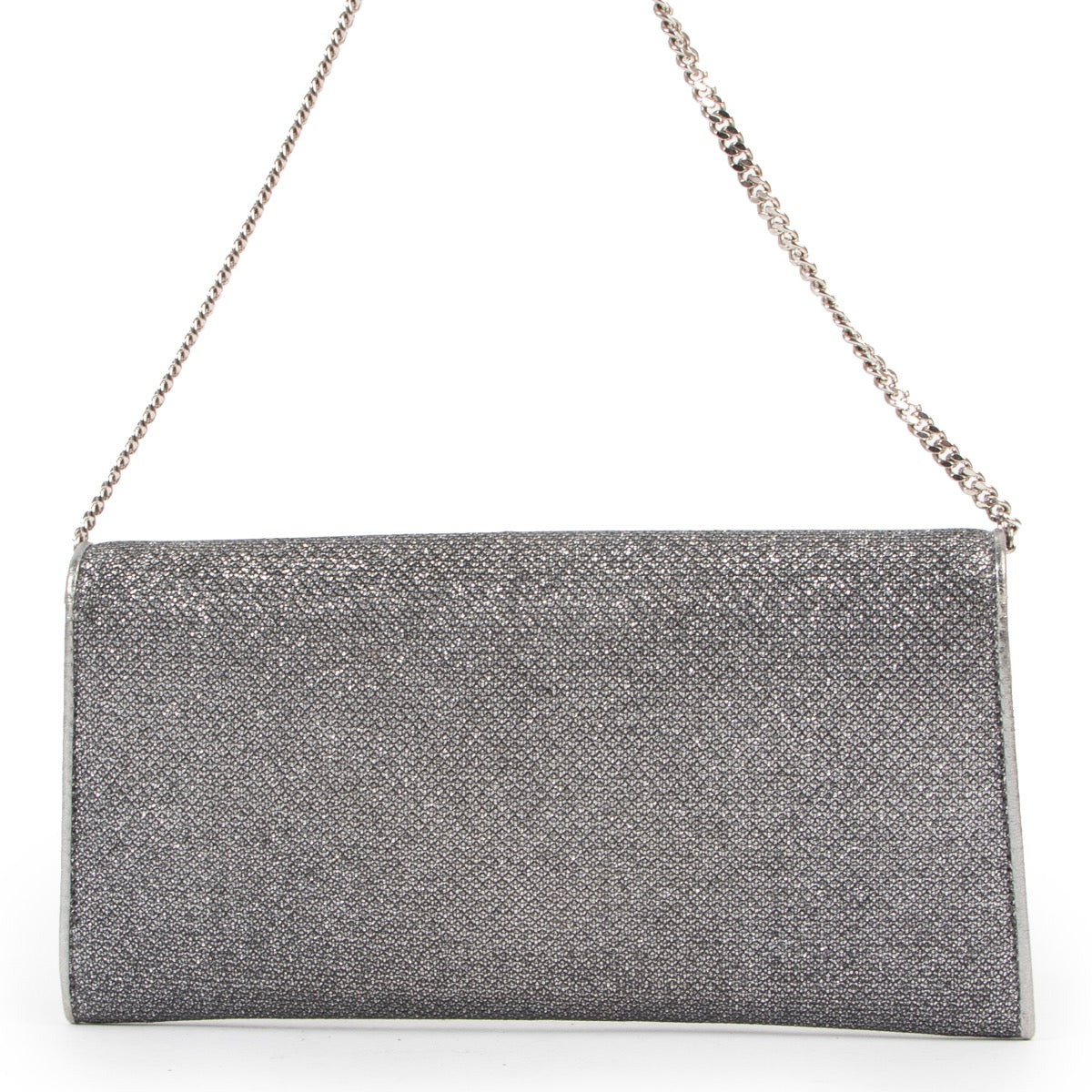 Jimmy Choo Silver Clutch in very good condition on Labellov designer site for vintage 2nd hand goods