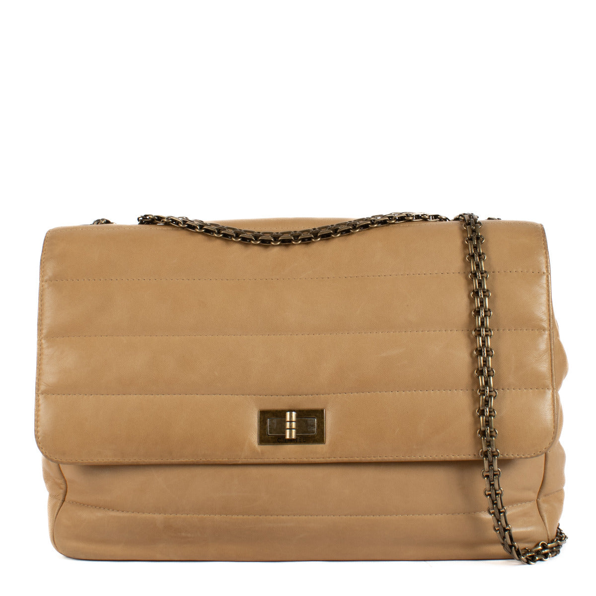 Chanel Beige 2.55 Lambskin Leather Shoulder Bag