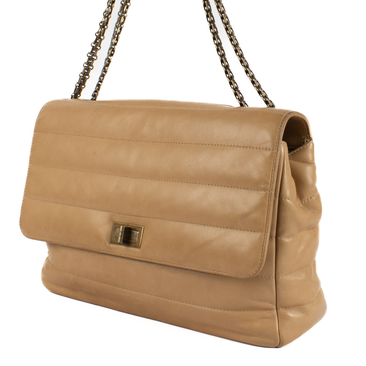 Chanel Beige Lambskin Horizontal Quilt 2.55 Flap Bag