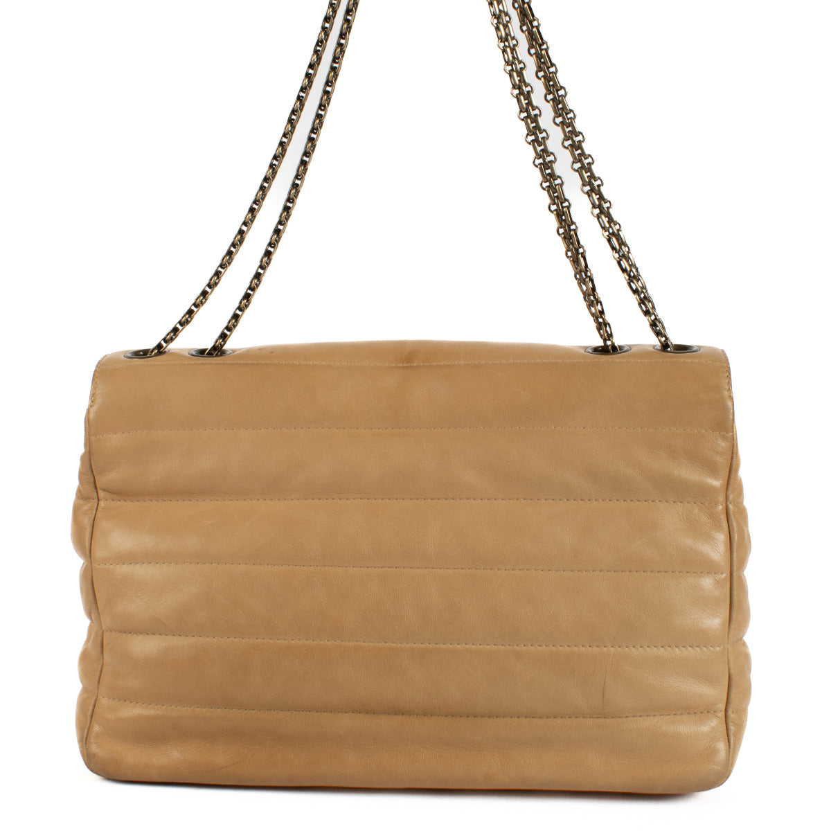 Chanel Beige Lambskin Horizontal Quilt 2.55 Flap Bag
