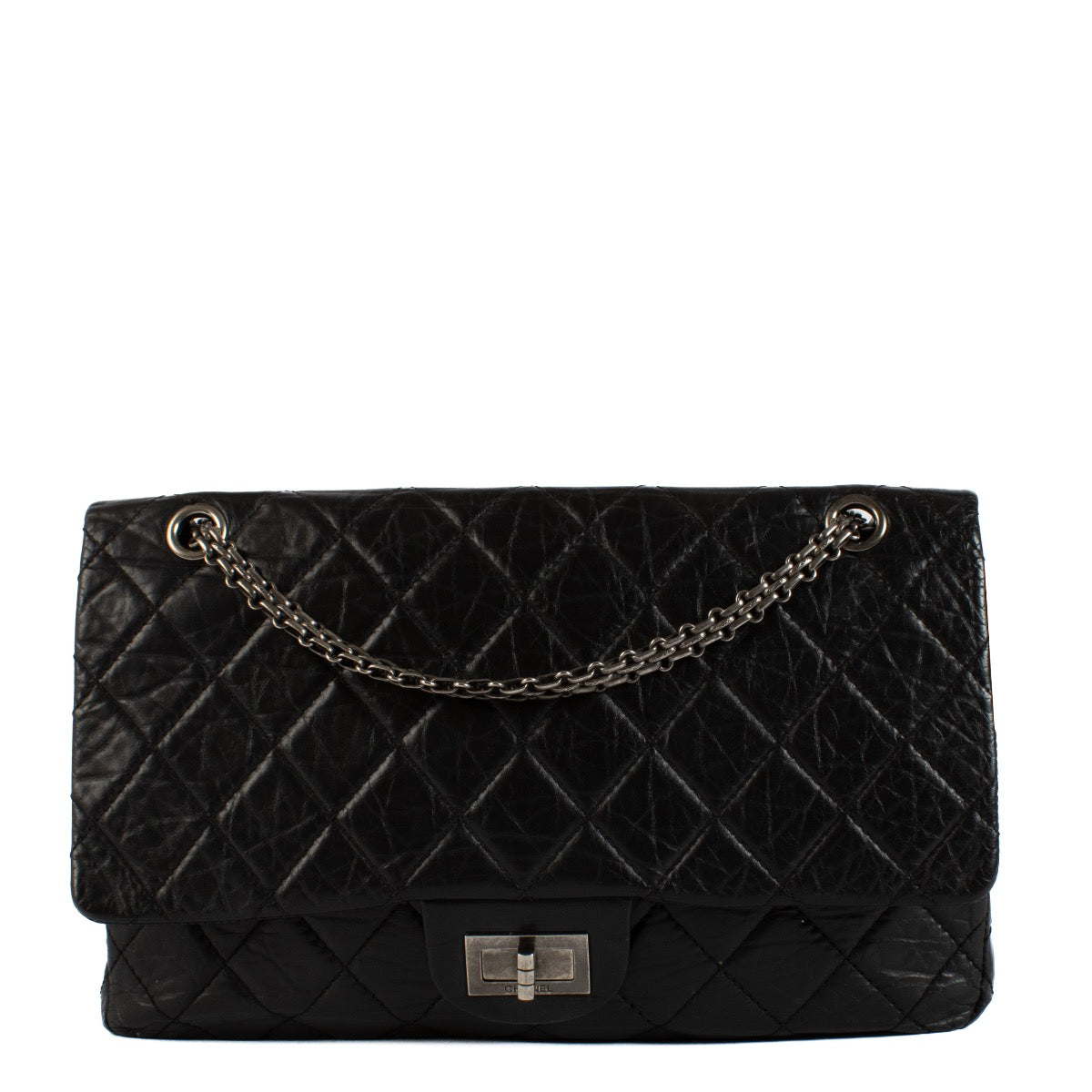 Shop safe online at Labellov in Antwerp, Brussels and Knokke this 100% authentic second hand Chanel Black Aged Calfskin Large 2.55. Koop veilig online bij Labellov een authentieke tweedehands Chanel Black Aged Calfskin Large 2.55