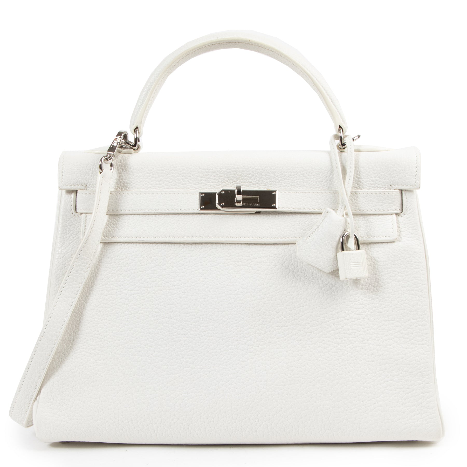 Authentieke Tweedehands Hermès Kelly 28 Blanc PHW juiste prijs veilig online shoppen luxe merken webshop winkelen Antwerpen België mode fashion