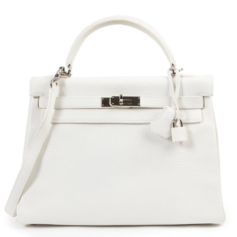 Authentieke Tweedehands Hermès Kelly 28 Blanc PHW juiste prijs veilig online shoppen luxe merken webshop winkelen Antwerpen België mode fashion