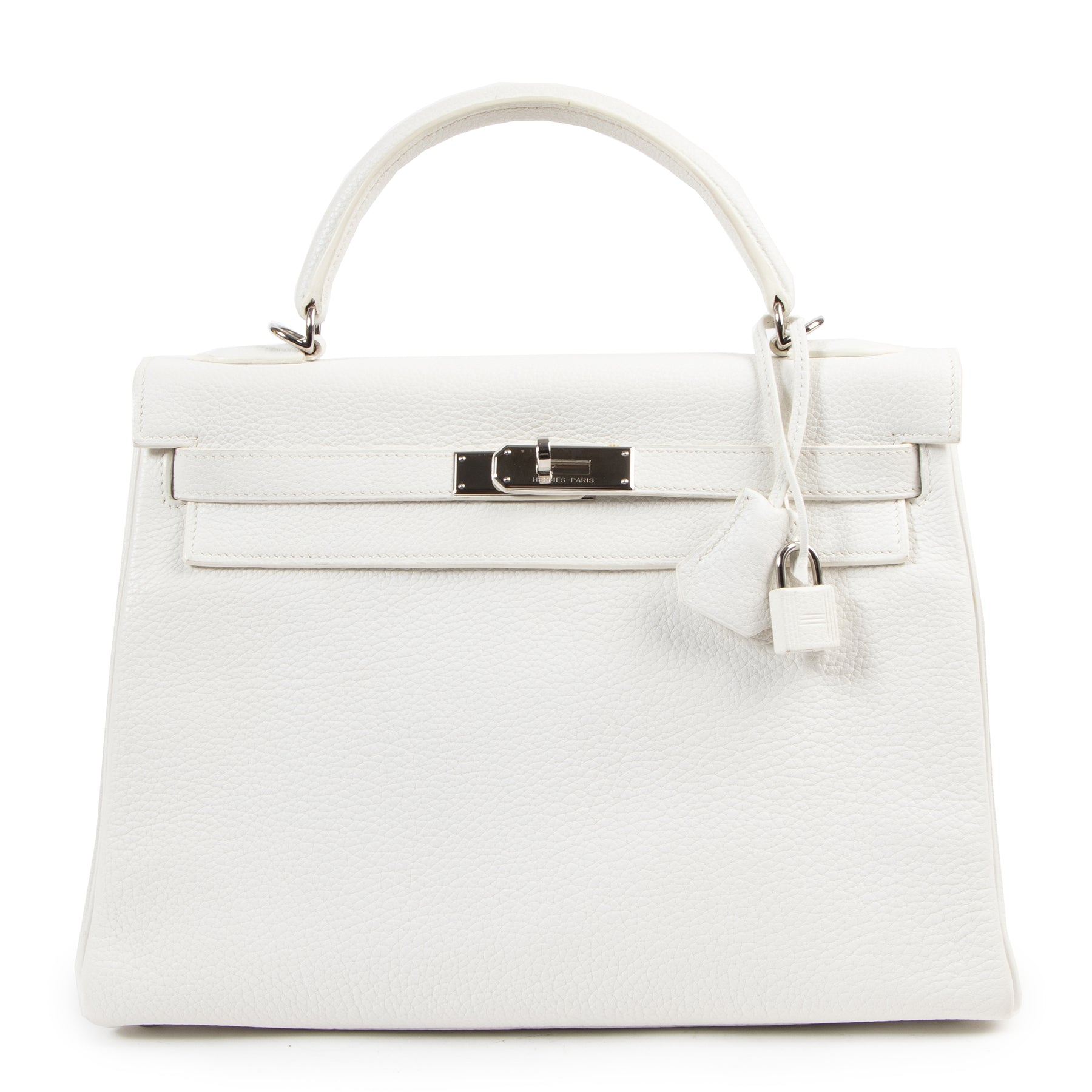 Authentic secondhand Hermès Kelly 28 Blanc PHW designer bags Hermès bag fashion luxury vintage webshop safe secure online shopping