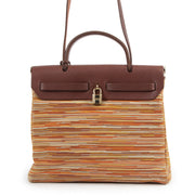 Authentic secondhand Hermès Brown Vibrato Herbag designer bags fashion luxury vintage webshop safe secure online shopping