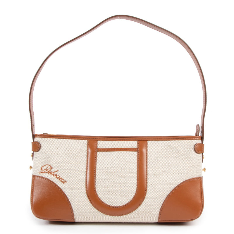 Online een authentieke Delvaux canvas schouder tas kopen op Labellov.com.