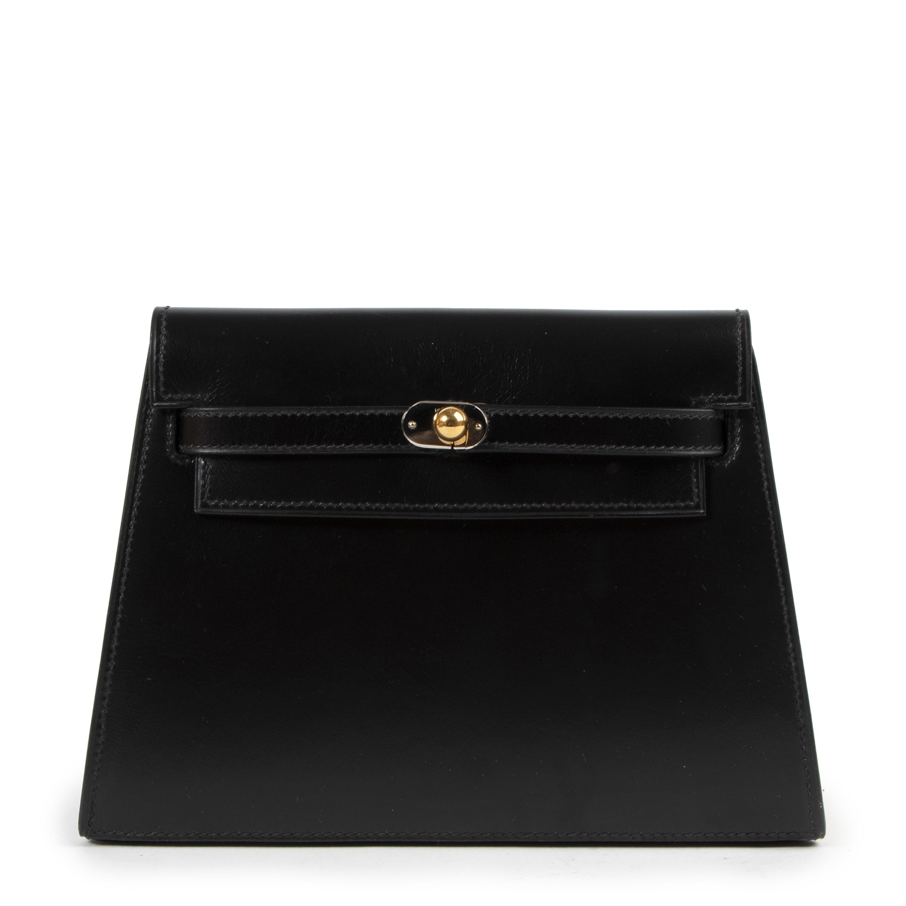 Buy an authentic second hand Hermès Black Box Calf Vintage Kelly Clutch at Labellov