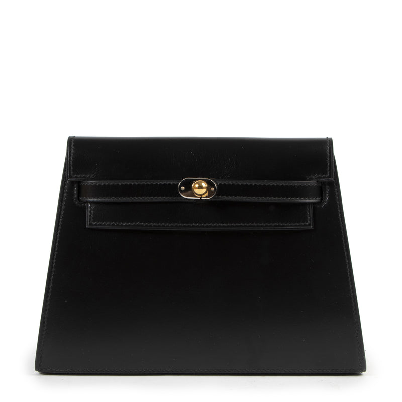 Buy an authentic second hand Hermès Black Box Calf Vintage Kelly Clutch at Labellov