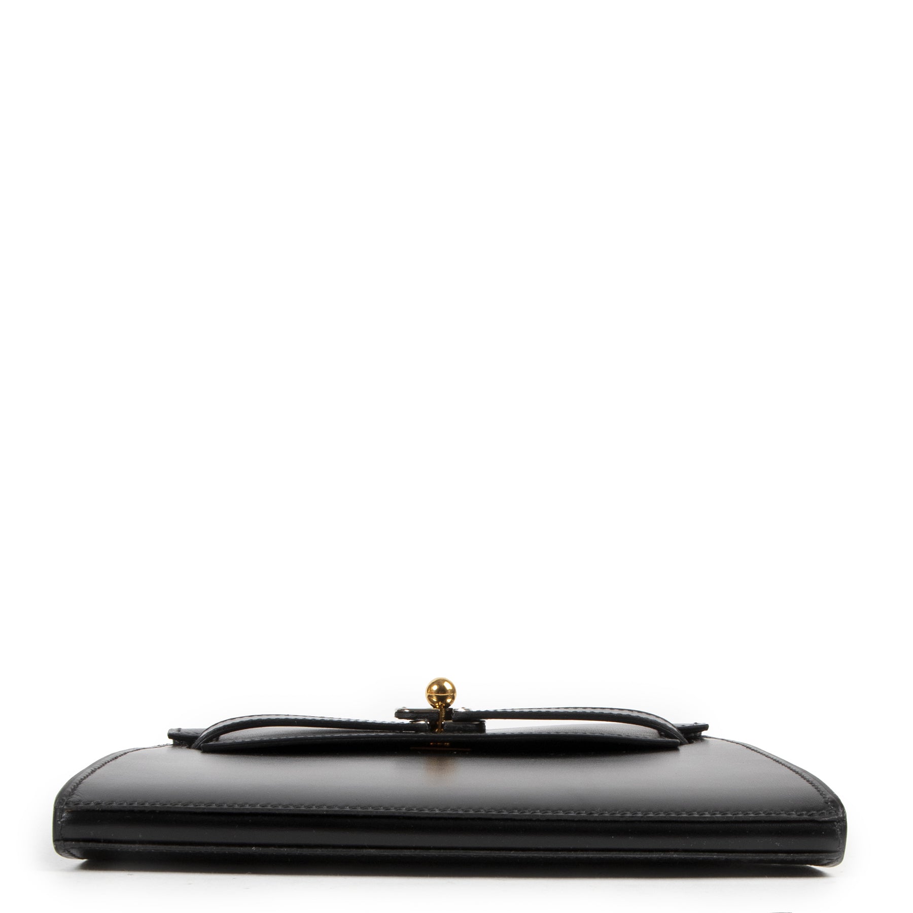 Buy an authentic second hand Hermès Black Box Calf Vintage Kelly Clutch at Labellov