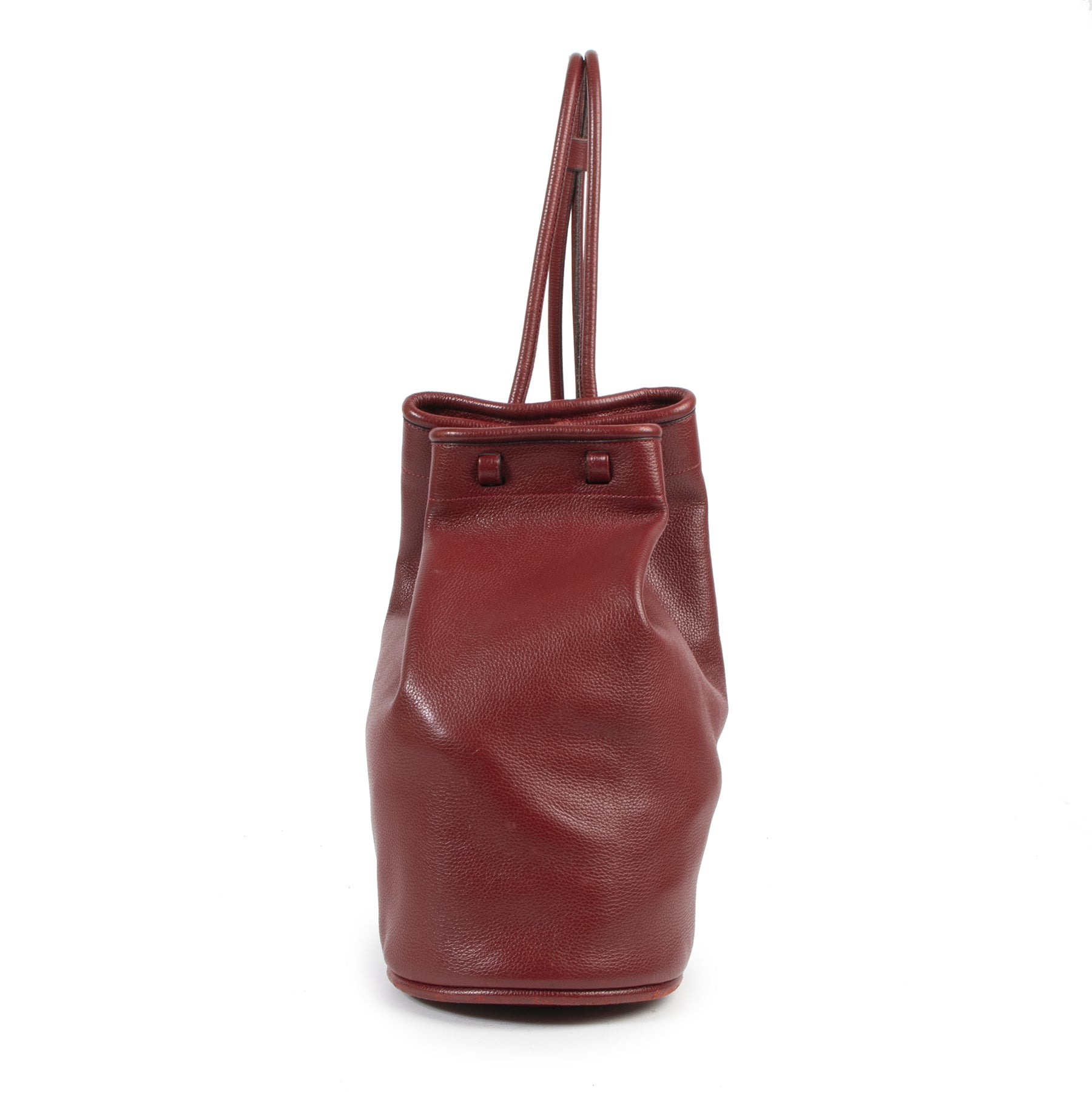 Deux De Delvaux Red Leather Bucket Bag