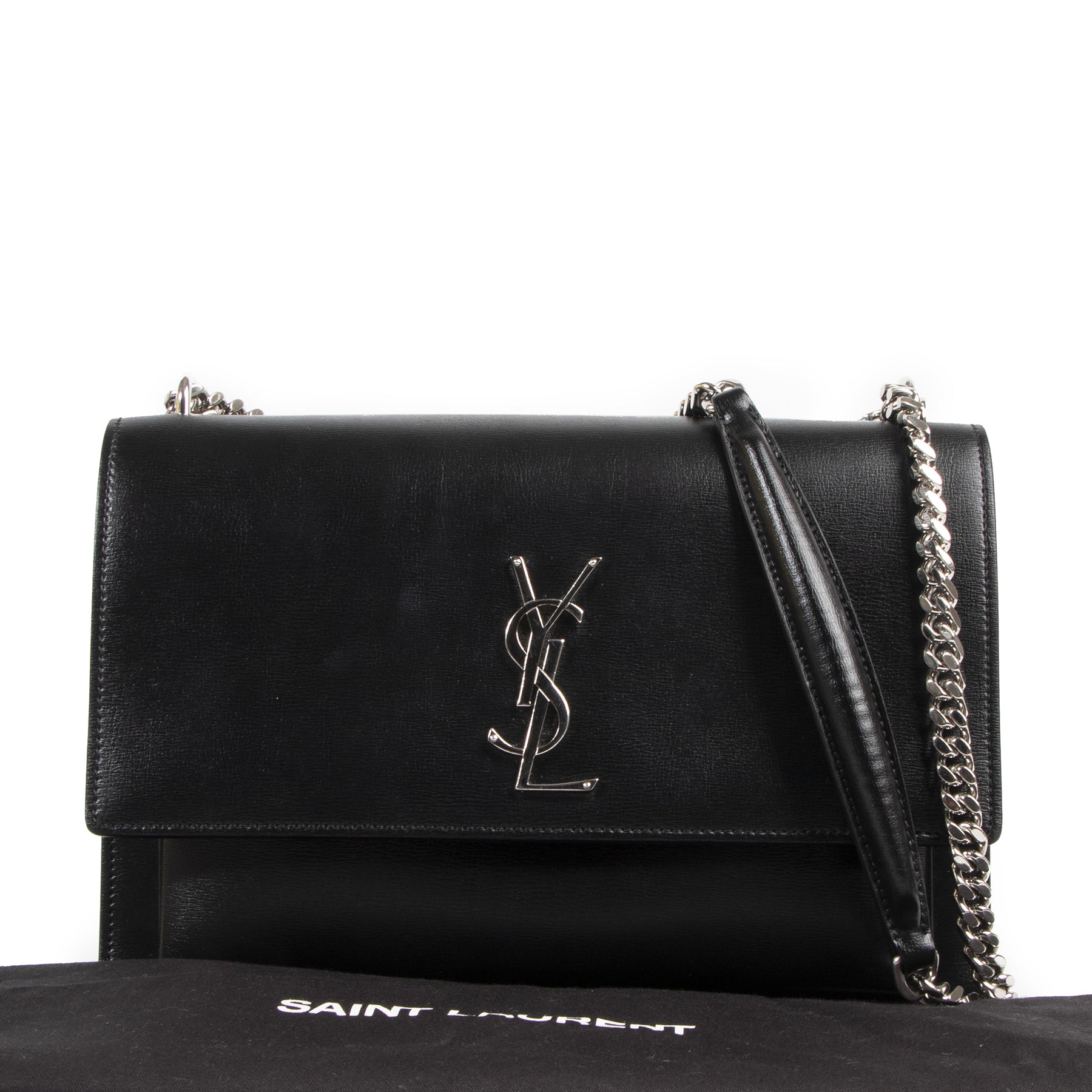 Yves Saint Laurent Black Leather Large Sunset Bag – Labellov