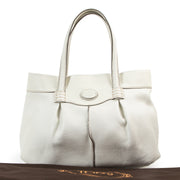 Tod's Cream Leather Tote Bag