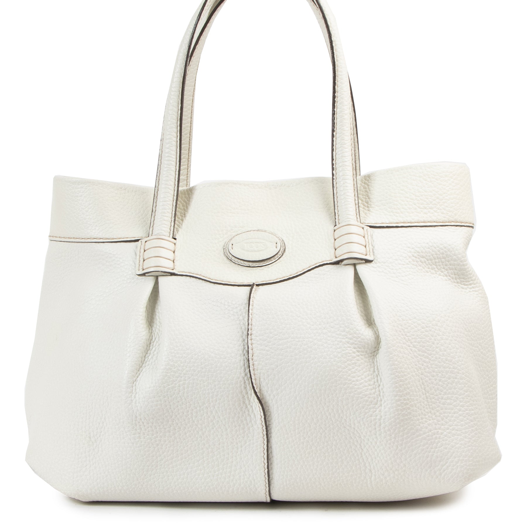 Tod's Cream Leather Tote Bag aan de beste prijs bij Labellov