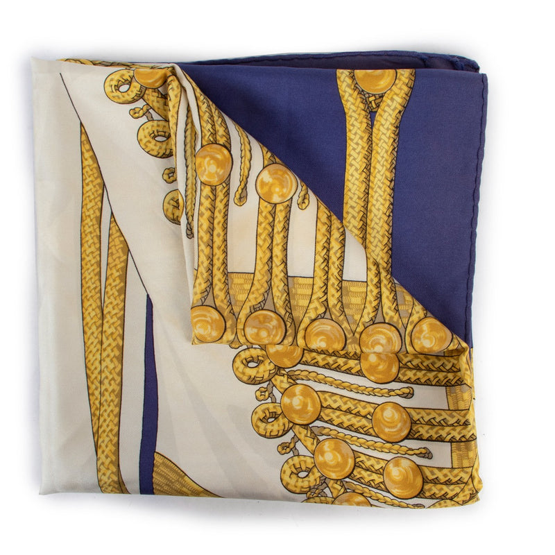 Hermès Paris Brandebourgs Blue Silk Carré Scarf