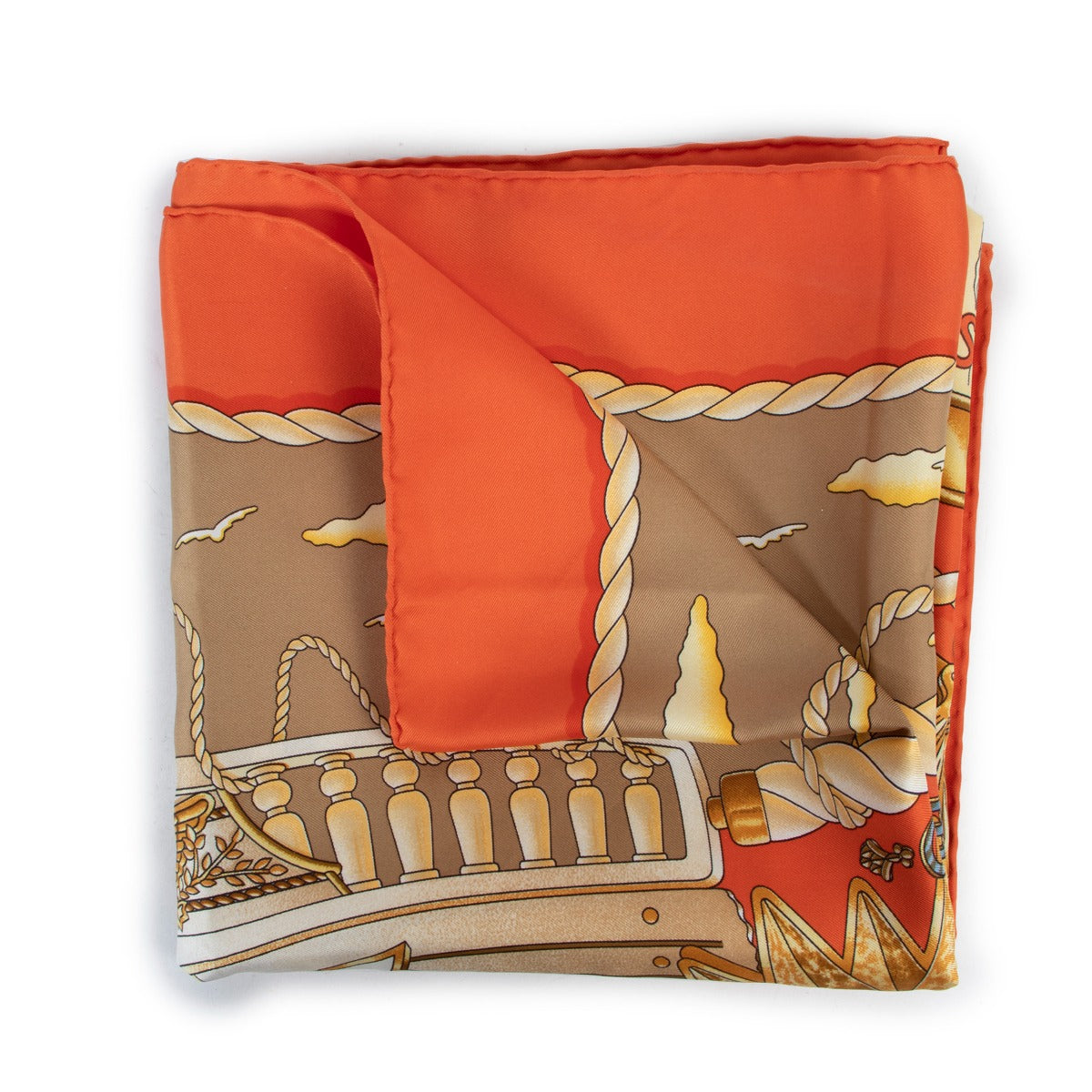 Hermès Paris Railings Orange Carré Scarf