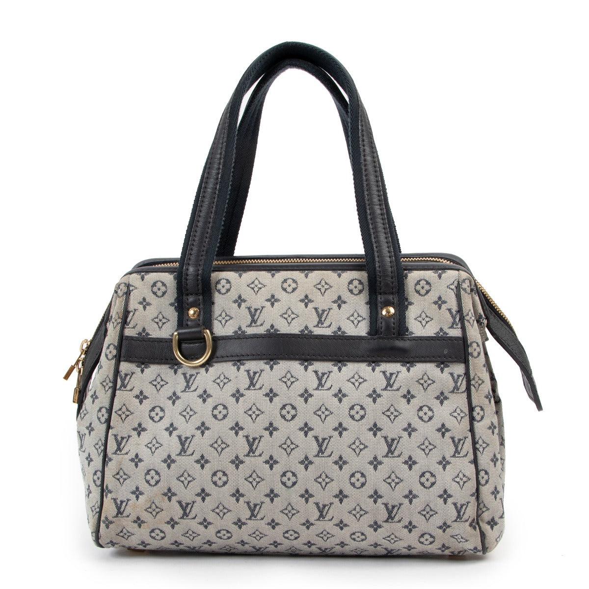 Louis Vuitton Mini Lin Josephine Navy Blue Top Handle, Louis Vuitton Josephine Bag, Louis Vuitton