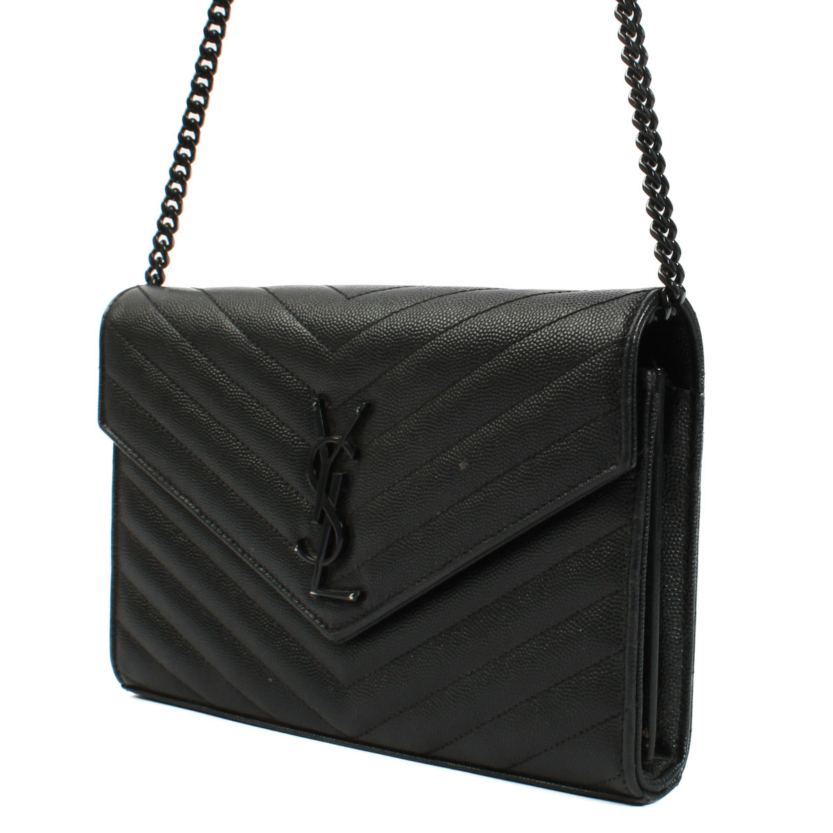 Saint Laurent Grained So Black Cassandre Chain Clutch Bag for the best price at Labellov