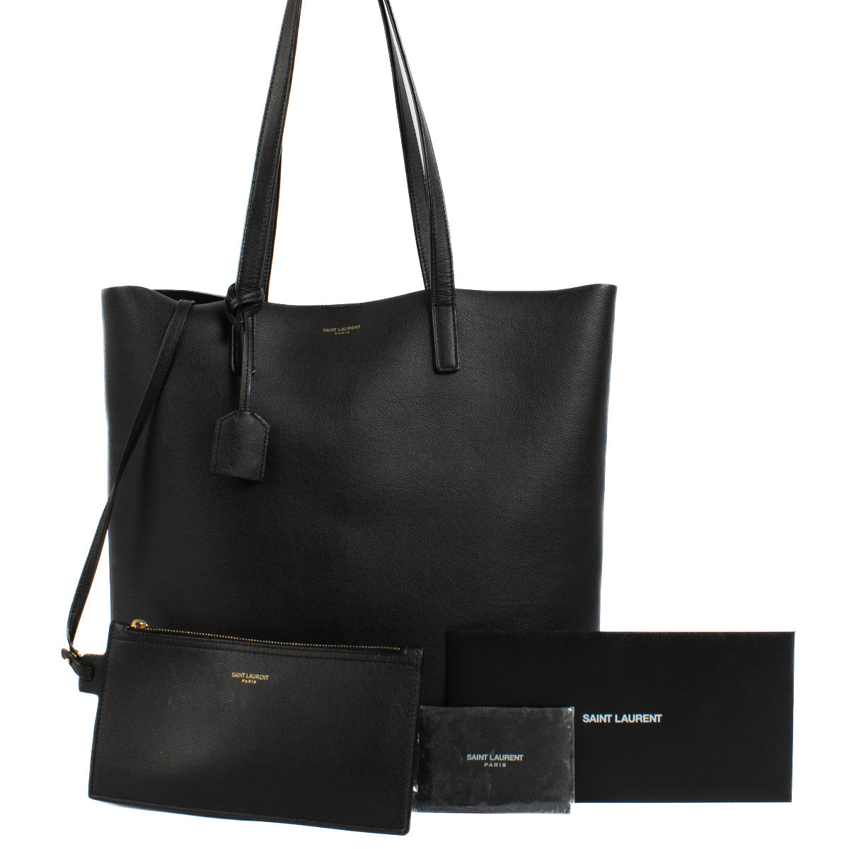 Saint Laurent Black Shopping N/S Leather Tote Bag