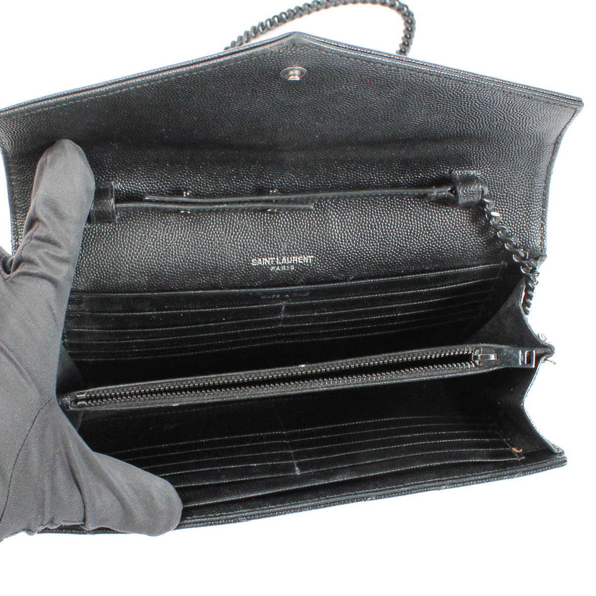 Portefeuille chaîne Cassandre Saint Laurent So Black