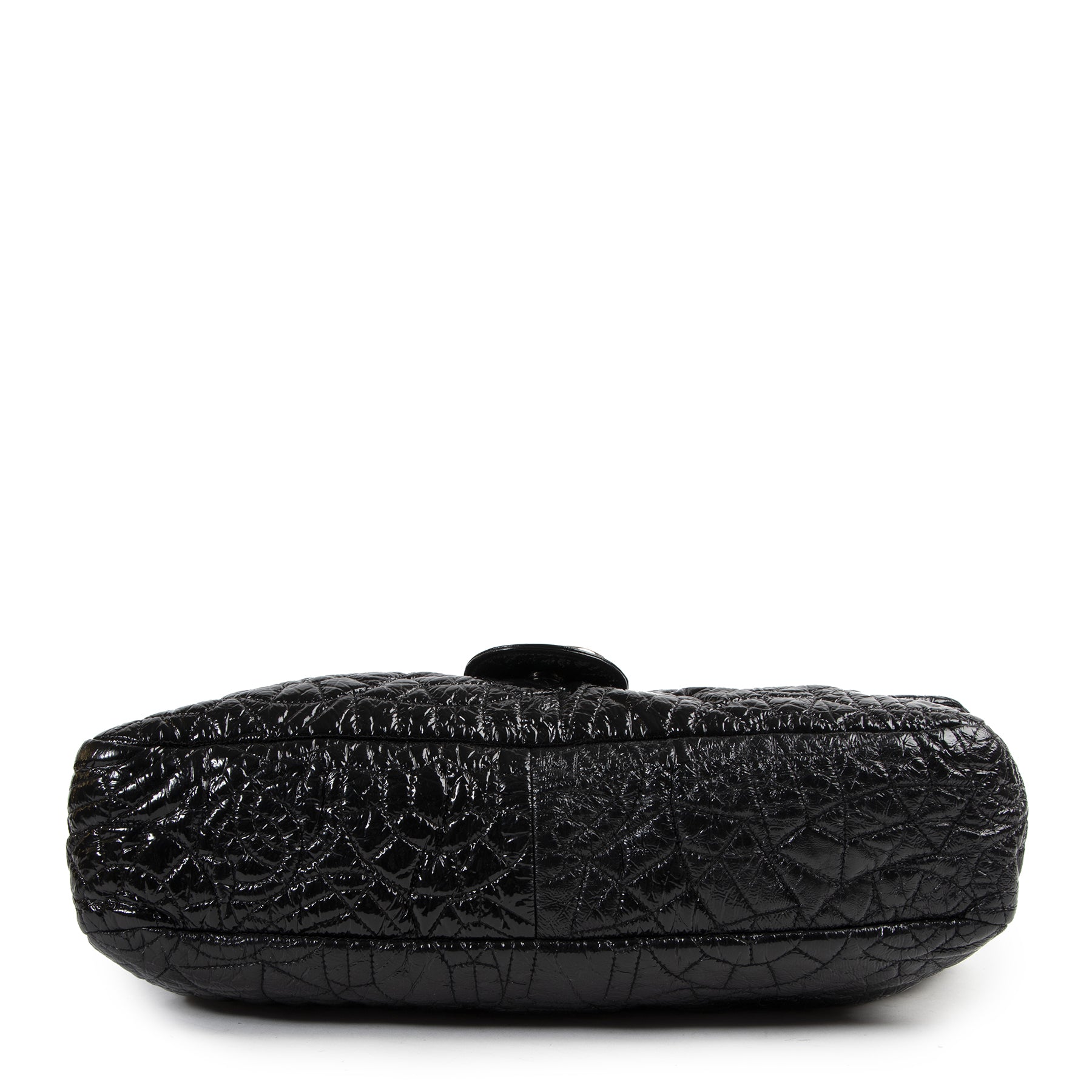 acheter en ligne seconde main Chanel Black Patent Graphic Edge Single Flap Bag