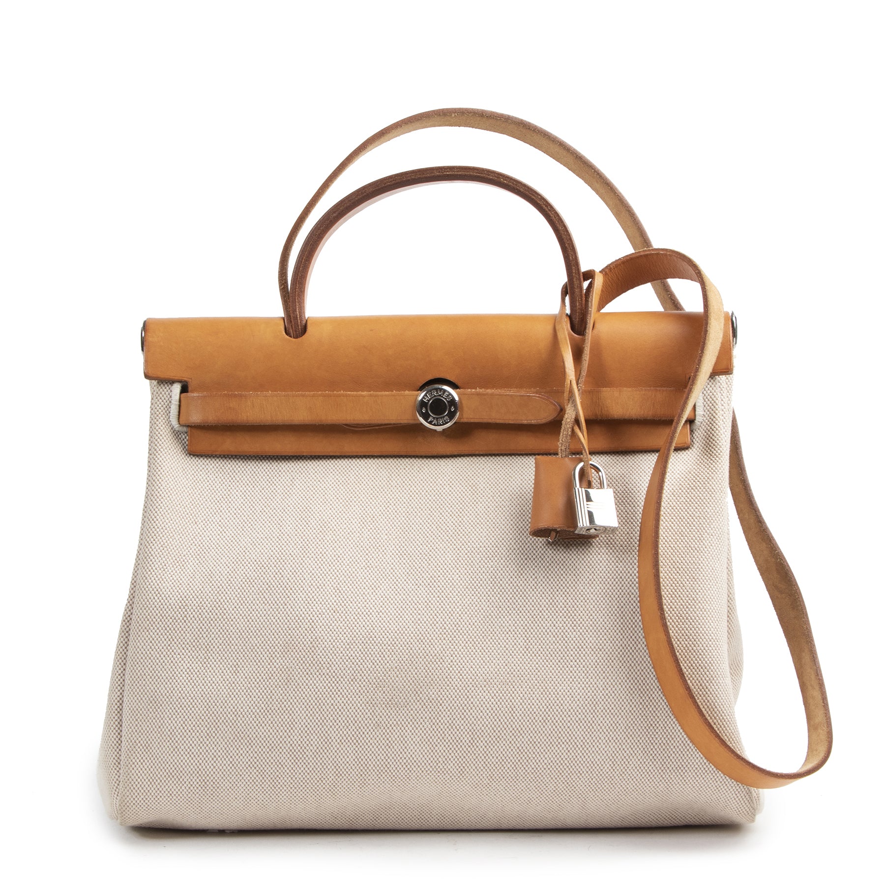 Hermes Black And Beige Canvas 2 in 1 Herbag