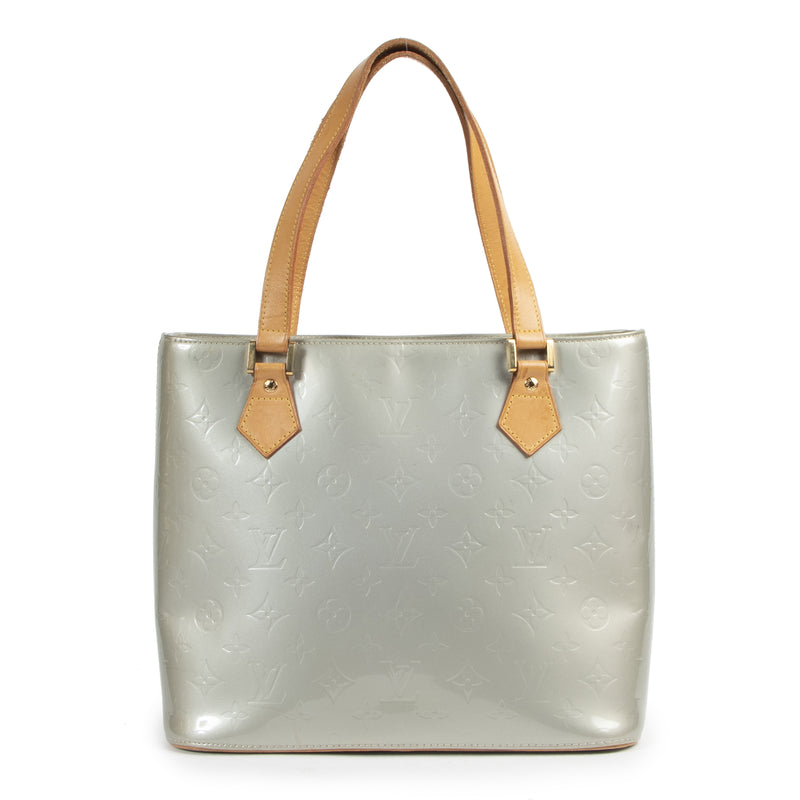Authentieke Tweedehands Louis Vuitton Grey Vernis Houston Bag juiste prijs veilig online shoppen luxe merken webshop winkelen Antwerpen België mode fashion