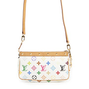 shop safe online Louis Vuitton Takashi Murakami Multi Color Monogram Pochette + Strap