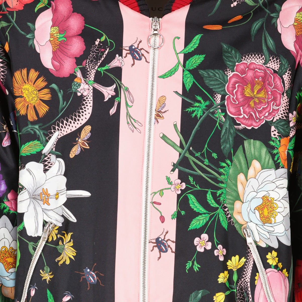 Shop second hand luxury designer fashion Gucci Resort 2018 Floral Print Silk Bomber Jacket at Labellov