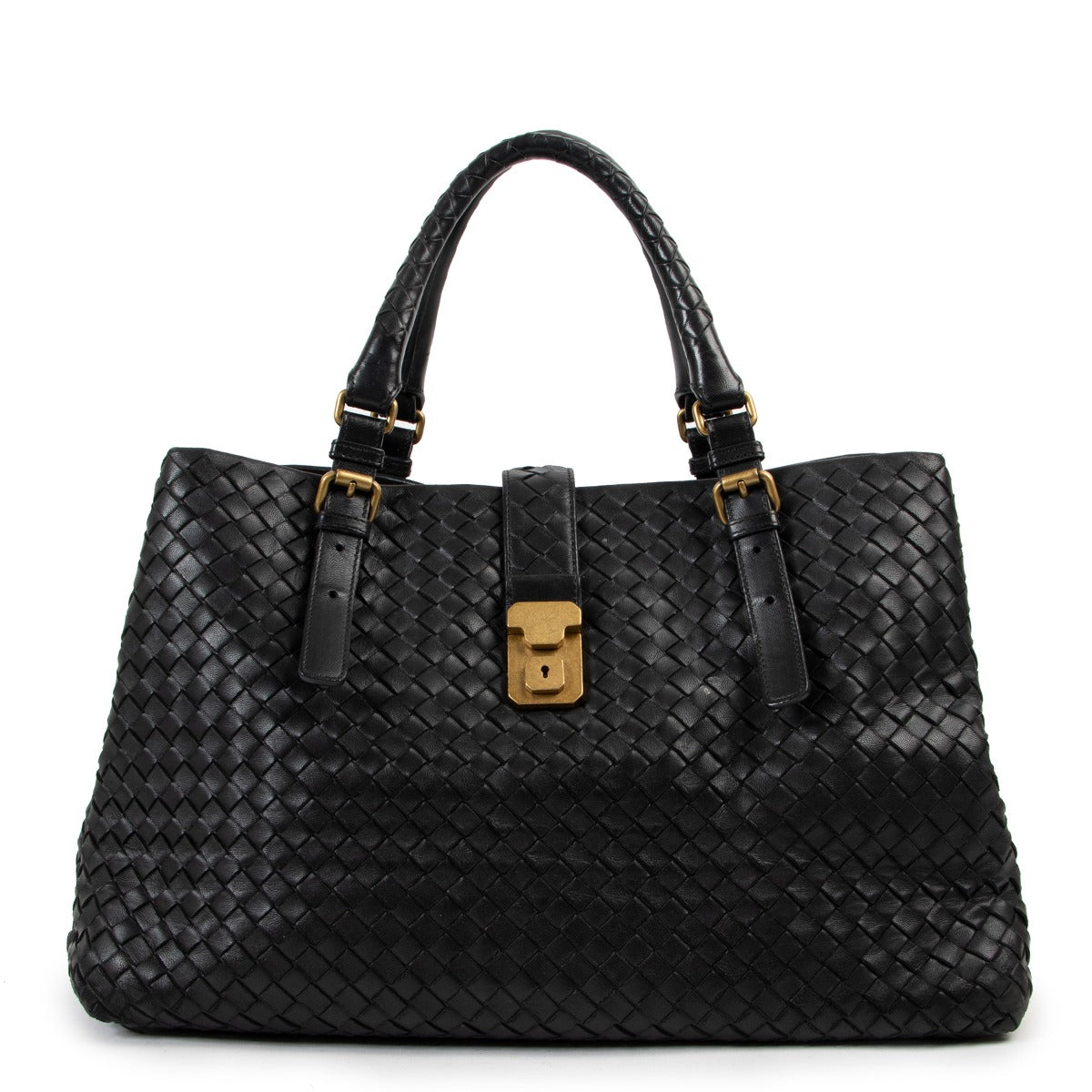 Buy an authentic second hand Bottega Veneta Black Intrecciato Top Handle in very good condition at Labellov