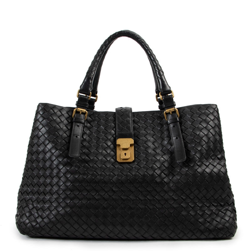 Buy an authentic second hand Bottega Veneta Black Intrecciato Top Handle in very good condition at Labellov