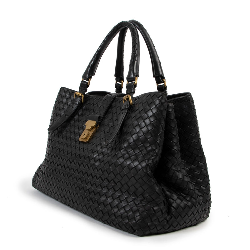 Buy an authentic second hand Bottega Veneta Black Intrecciato Top Handle in very good condition at Labellov