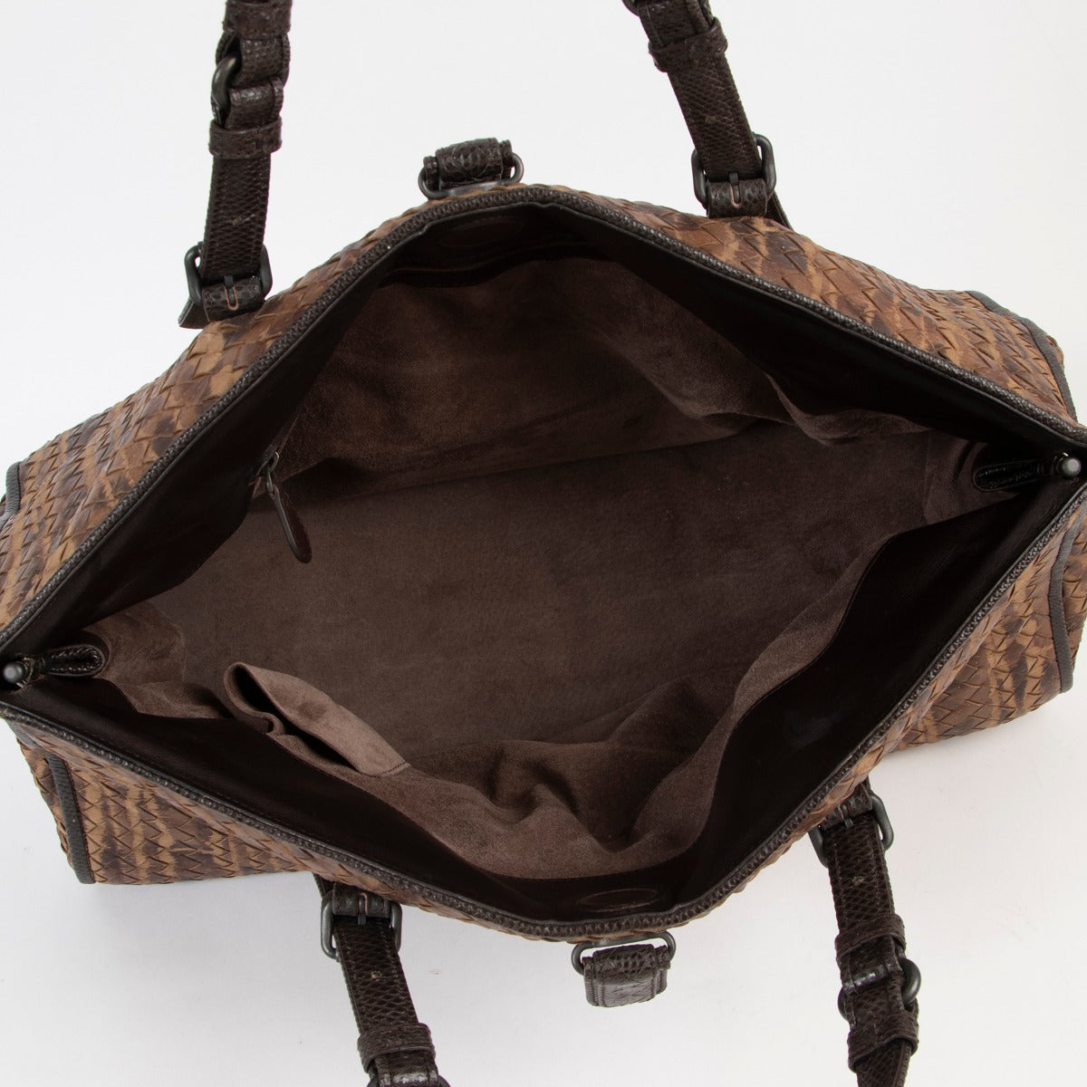shop authentic second hand designer vintage Bottega Veneta Intrecciato Lizard Trim Large Tote Bag at Labellov.