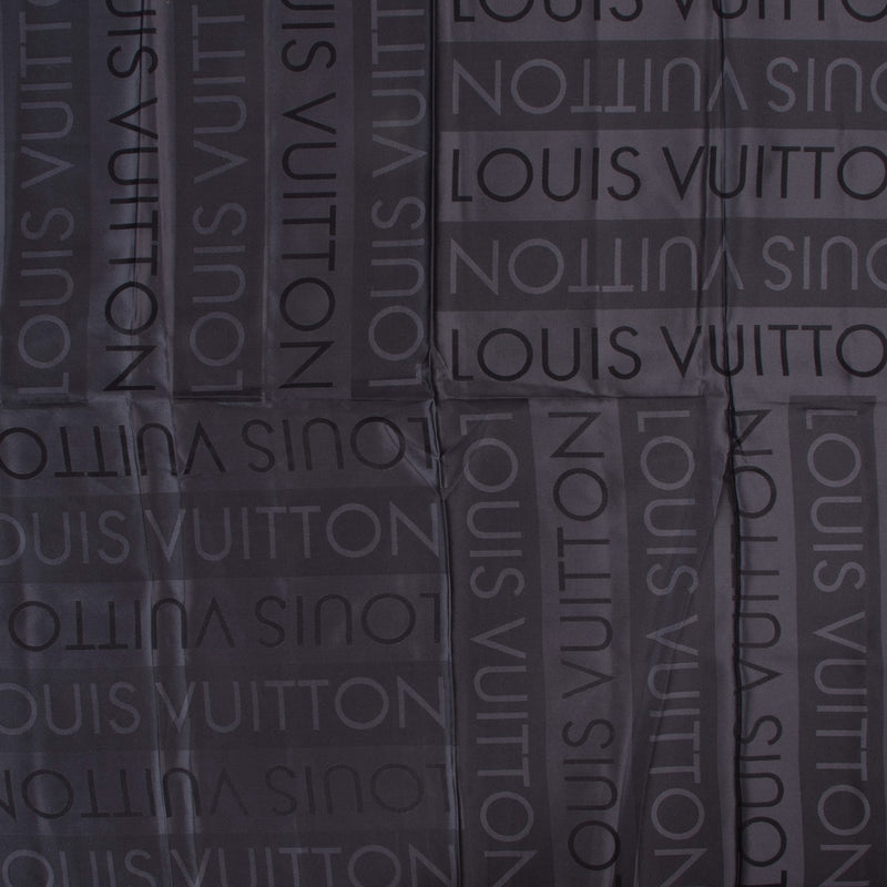 Shop authentic second hand Louis Vuitton Black Lettering Silk Twill Scarf at Labellov