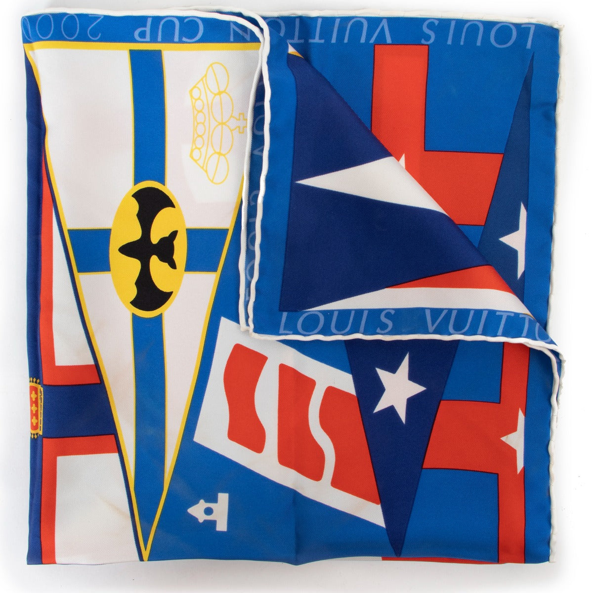 Shop authentic second hand vintage designer fashion Louis Vuitton Cup 2000 Limited Edition Silk Scarf at Labellov