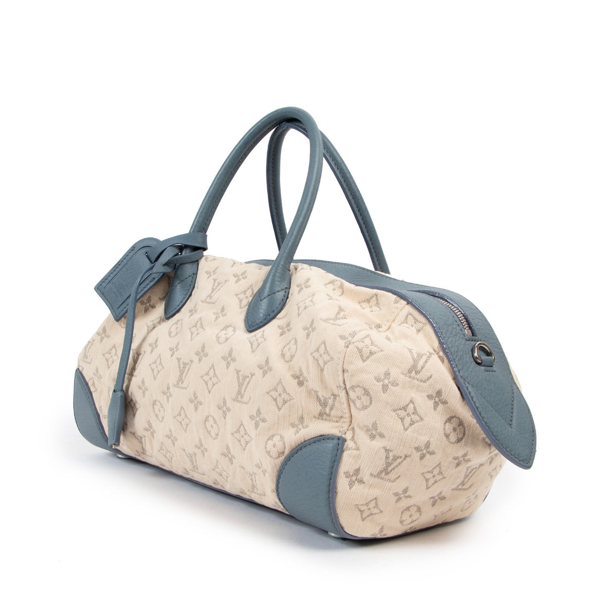 Shop authentic second hand Louis Vuitton Spring/Summer 2012 Blue Monogram Denim Speedy Round Squat MM Bag at Labellov