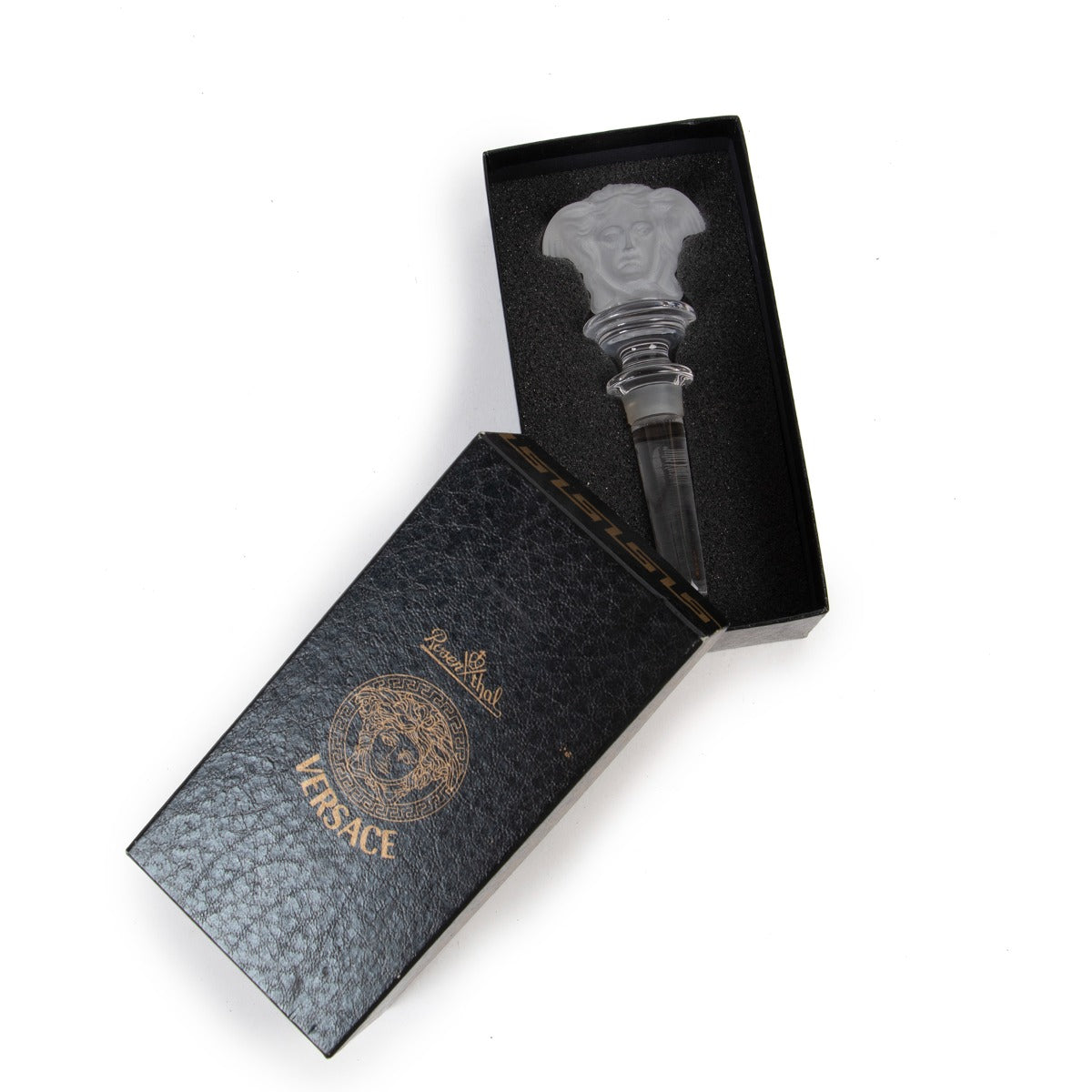 Buy an authentic second hand Versace Frosted Medusa Crystal Bottle Stopper in very good condition at Labellov.