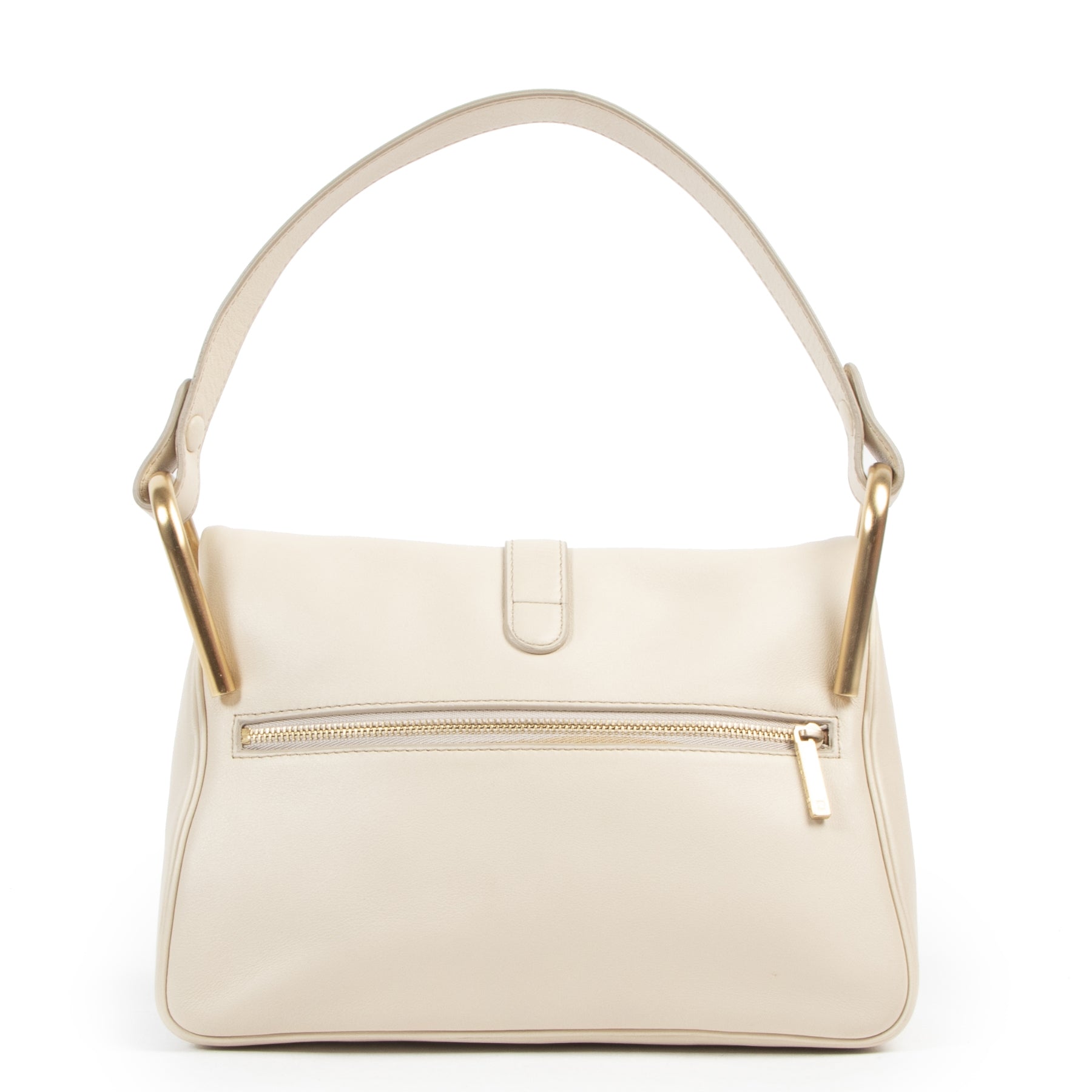 Authentieke Tweedehands Delvaux Beige Leather Givry Shoulder Bag juiste prijs veilig online shoppen luxe merken webshop winkelen Antwerpen België mode fashion