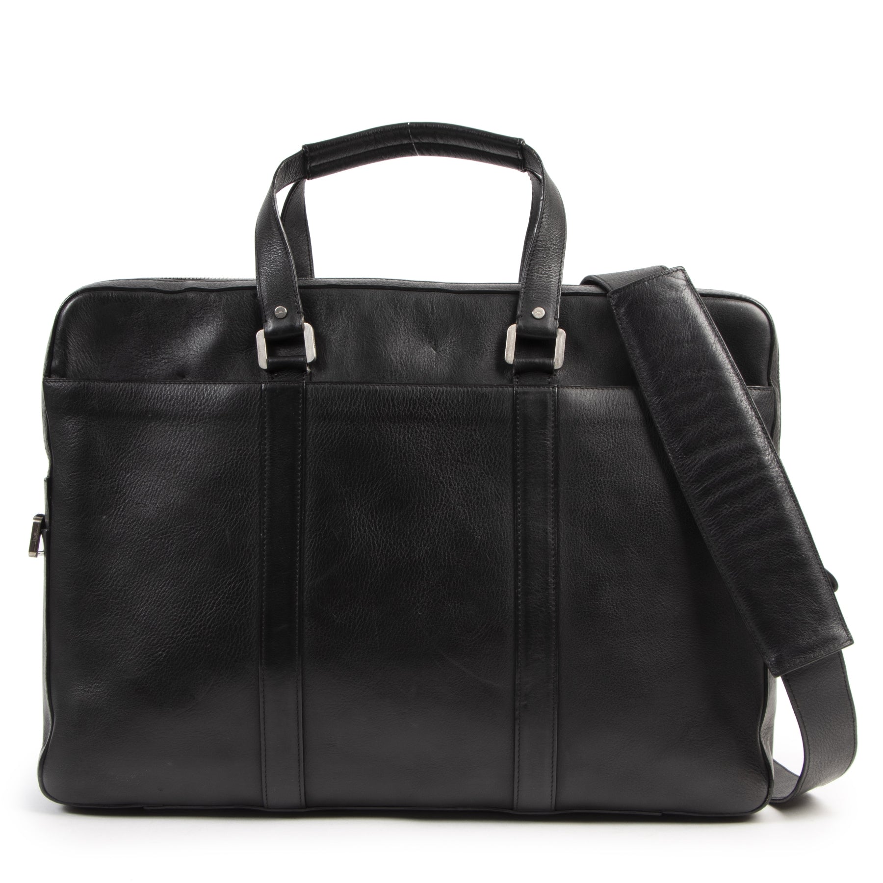 Authentic secondhand Delvaux Black Leather 1829 President Bag designer bags fashion luxury vintage webshop safe secure online shopping