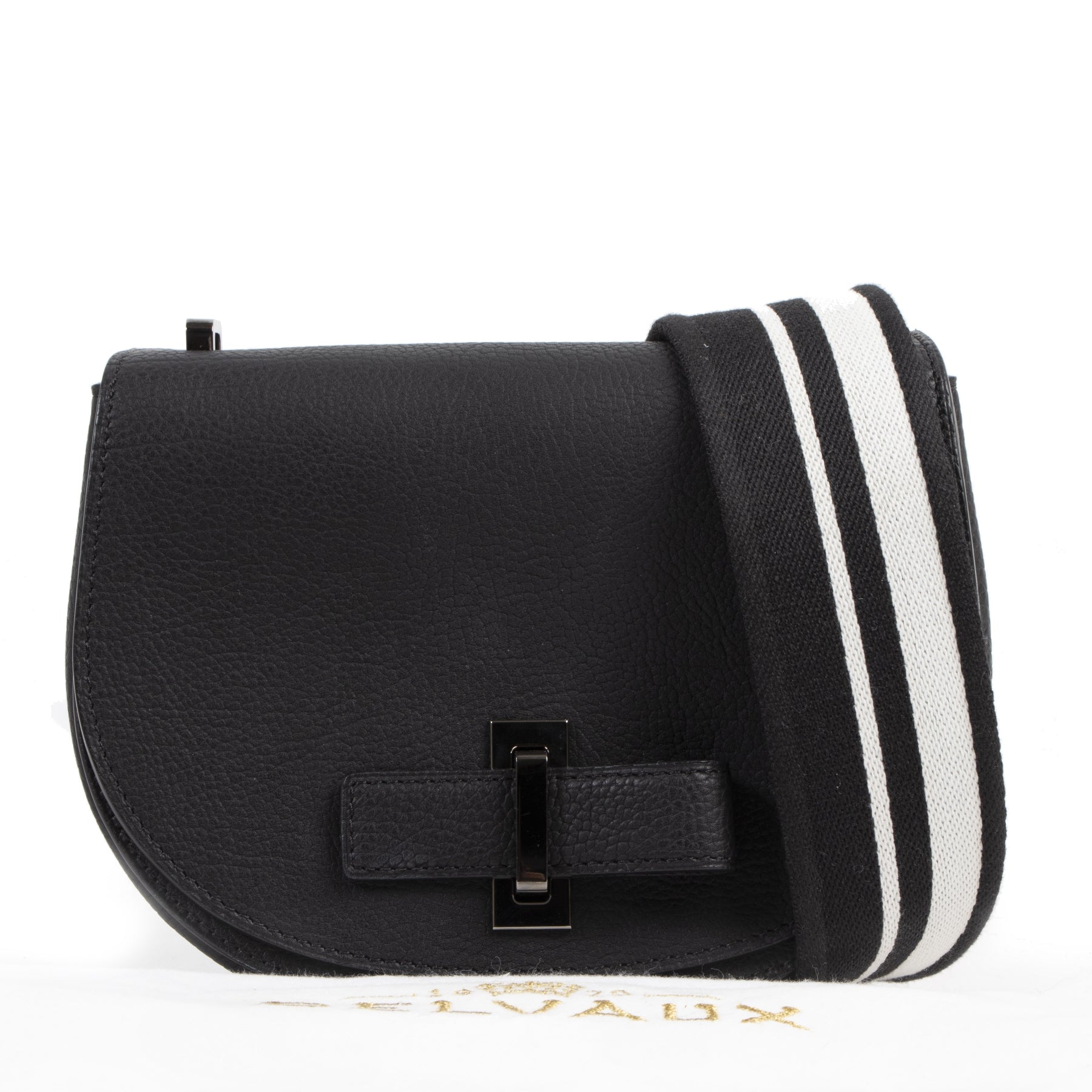 Authentieke Tweedehands Delvaux Black And White Le Mutin Mini Crispy Calf juiste prijs veilig online shoppen luxe merken webshop winkelen Antwerpen België mode fashion