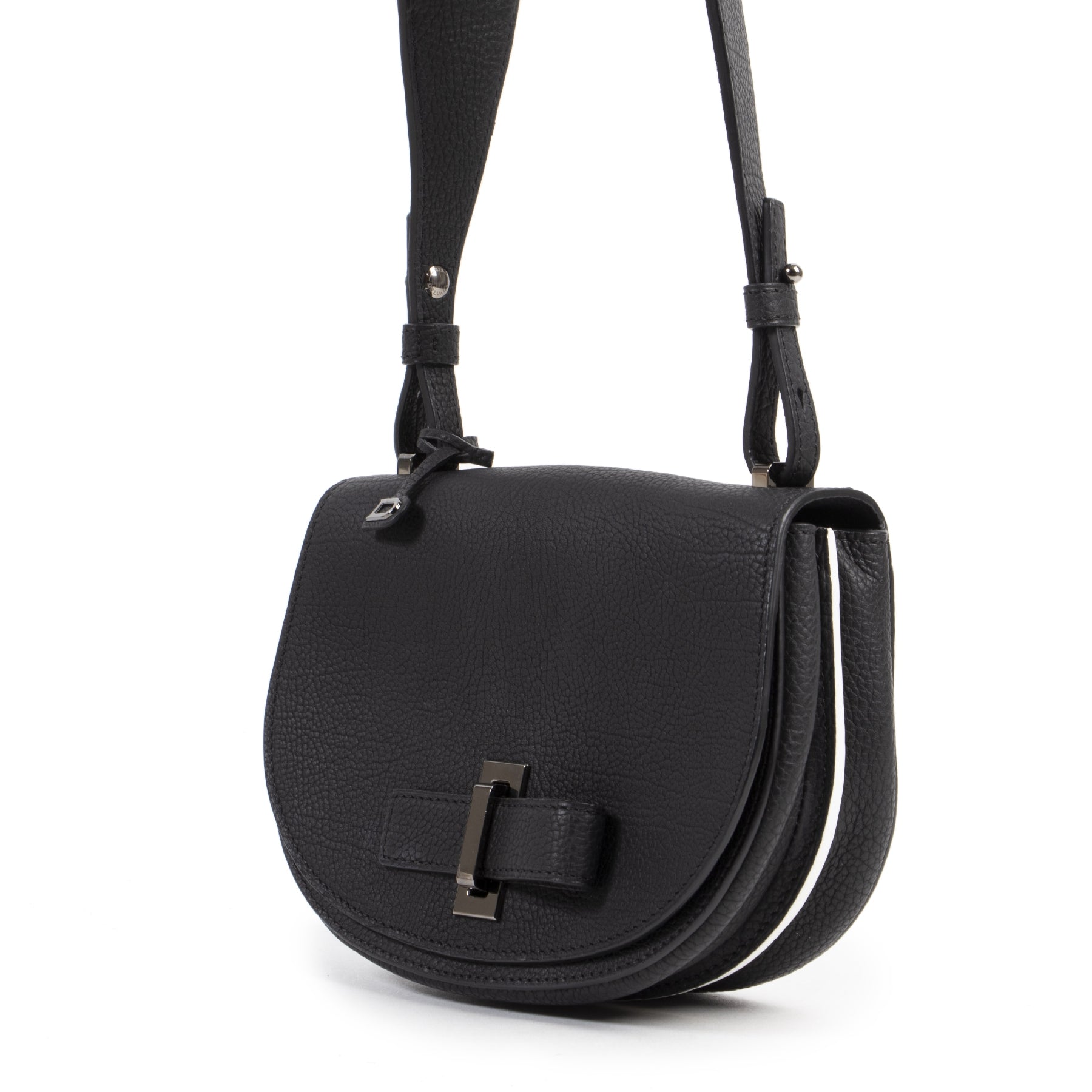Authentieke Tweedehands Delvaux Black And White Le Mutin Mini Crispy Calf juiste prijs veilig online shoppen luxe merken webshop winkelen Antwerpen België mode fashion