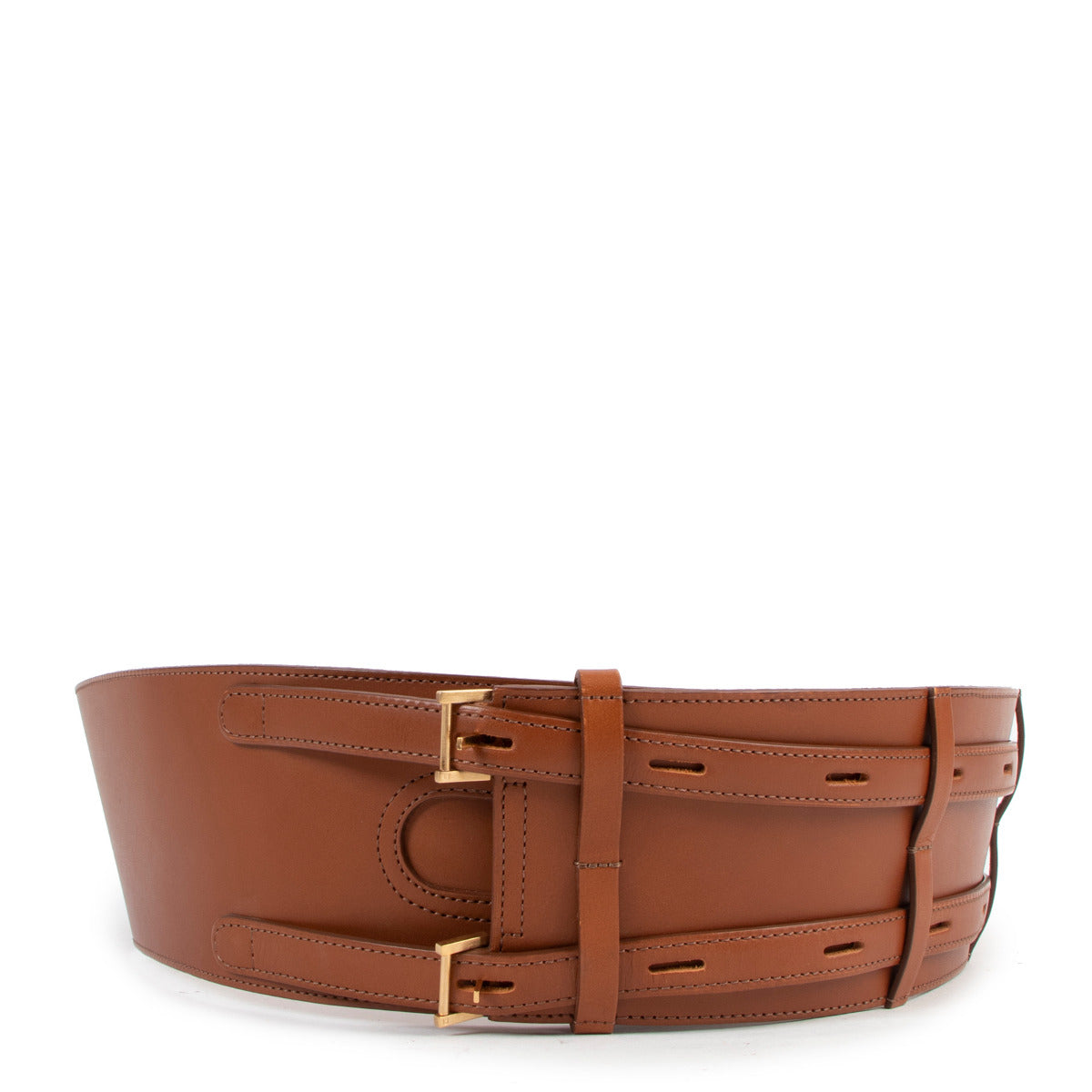 Delvaux Cognac Leather Belt
